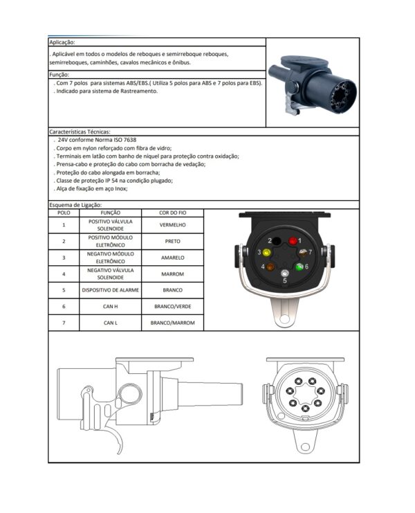 TOMADA ELÉTRICA 7 POLOS MÓVEL MACHO - P/ SISTEMA ABS / RASTREADOR - ENGATCAR - CÓDS: 405289 / DNI 8389/ MB: 3845457126 - Image 4