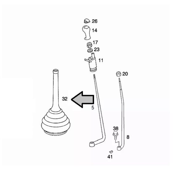 GUARDA PÓ ALAVANCA CÂMBIO C/ PROLONGADOR MB 380MM - CÓD: 3882607096