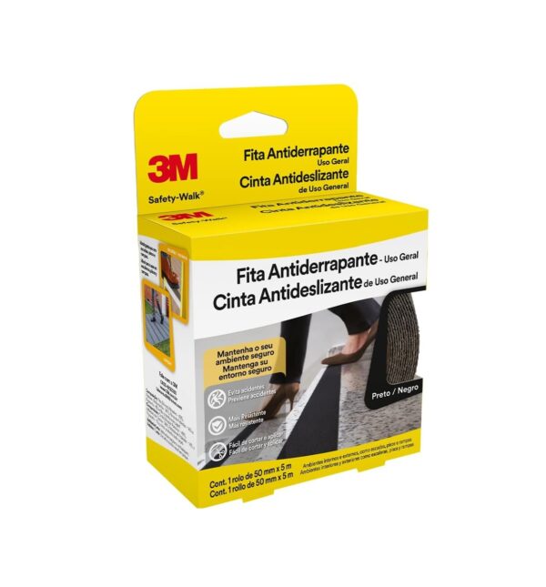 FITA LIXA ANTIDERRAPANTE SAFETY WALK 3M™ USO GERAL - PRETO - 50MM X 5M - CÓD: H0001912452