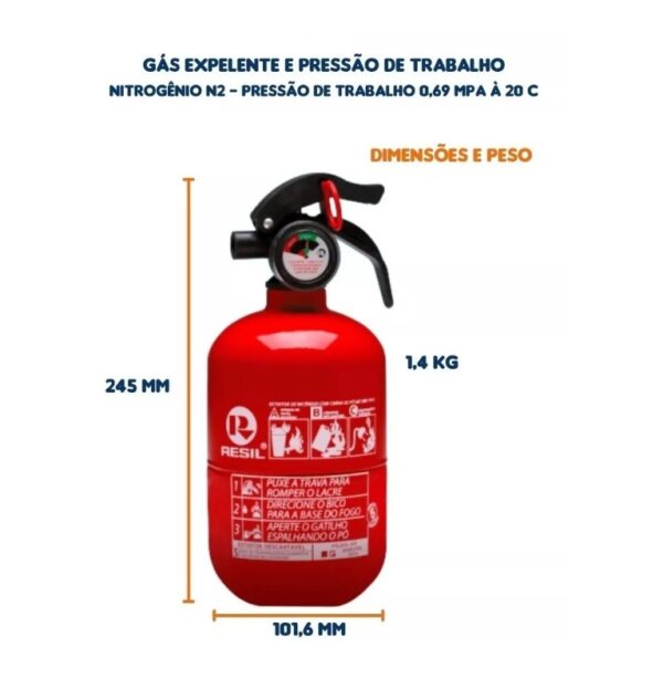 EXTINTOR DE INCÊNDIO PÓ ABC 1 KG RESIL R989 GORDINHO – CÓD: 1300.98900 - Image 3