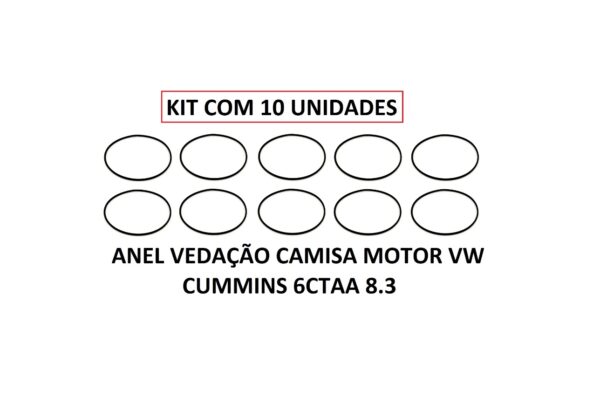 PACOTE C/ 10 UN - ANEL VEDAÇÃO CAMISA MOTOR VW CUMMINS 6CTAA 8.3 - CÓD VW: TE3107125