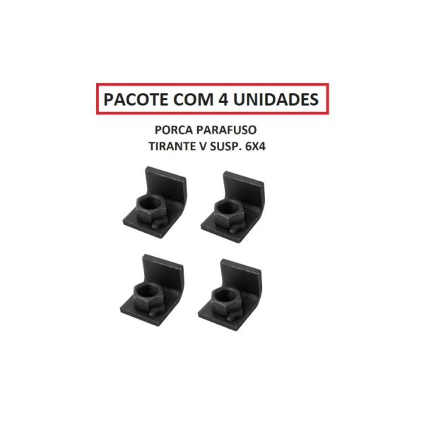 PACOTE C/ 4 UN - PORCA SUPORTE TIRANTE V SUSPENSÃO VW/FORD 6X4 - CÓD VW: 2RR599213