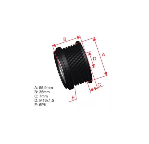 POLIA DE RODA LIVRE OAP DO ALTERNADOR ZM – CÓDS: 96.000.16 / 9600016 / 9949580 / 038 903 119 L